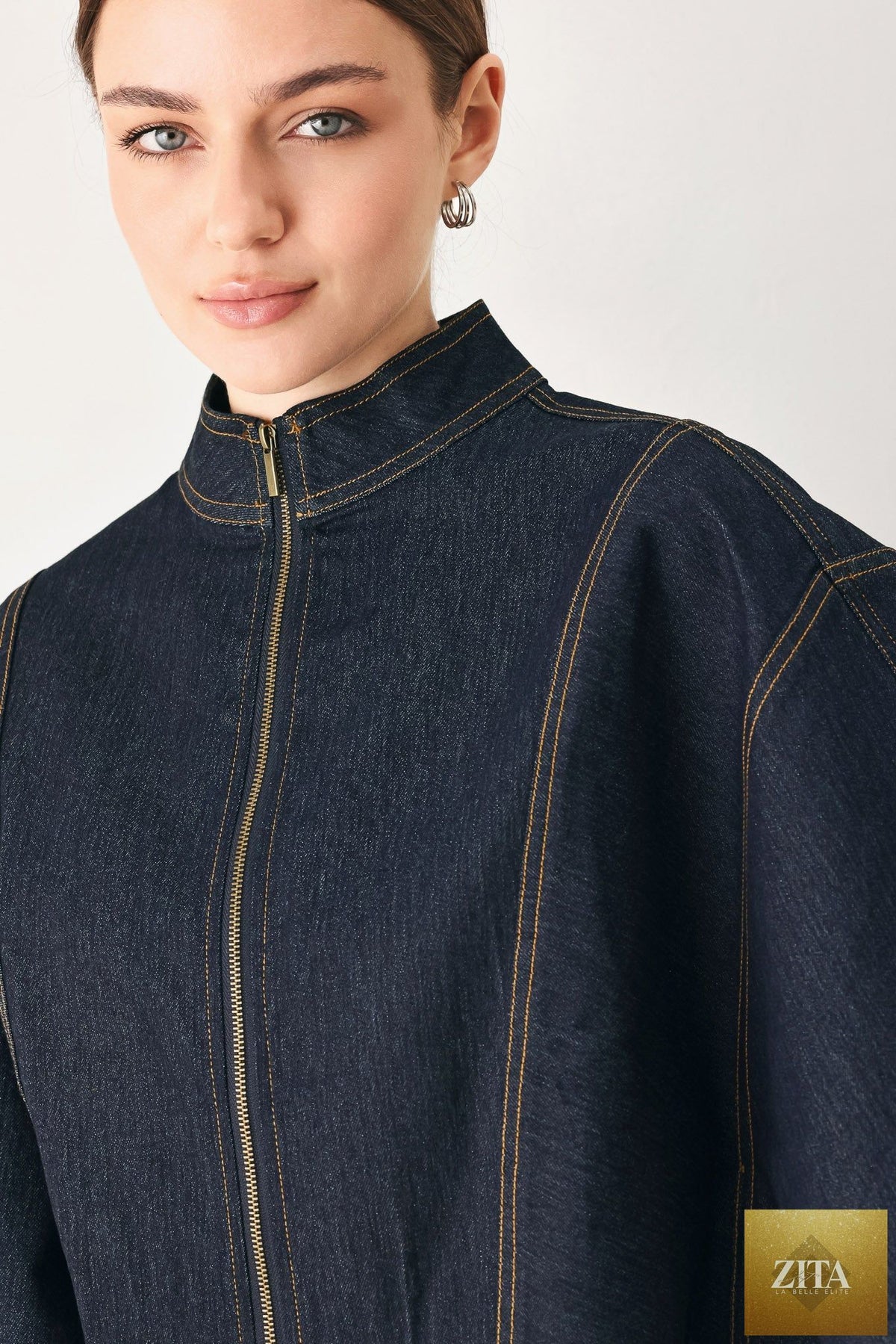 URBAN STITCH WIDE SLEEVE DENIM CAPELET TOP