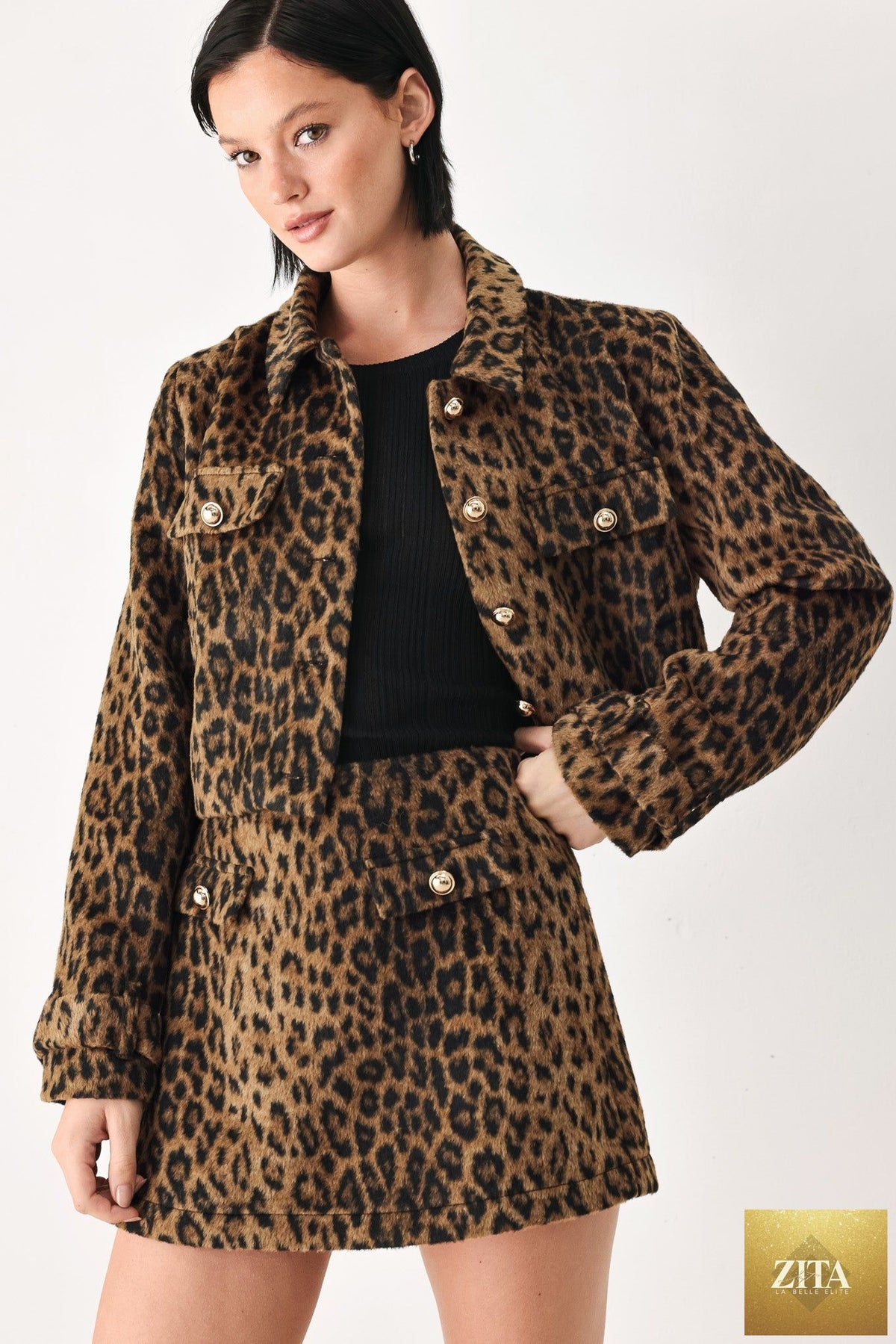 HERITAGE EDGE BROWN/BLACK WOOL-BLEND CROPPED JACKET