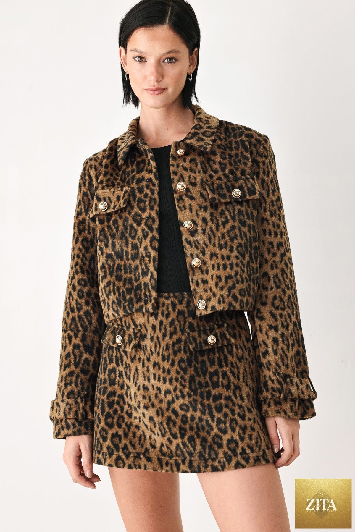 HERITAGE EDGE BROWN/BLACK WOOL-BLEND CROPPED JACKET