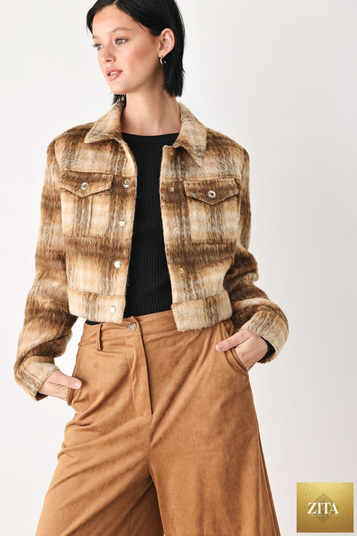 AUTUMN IN ASPEN PLAID CROP JACKET