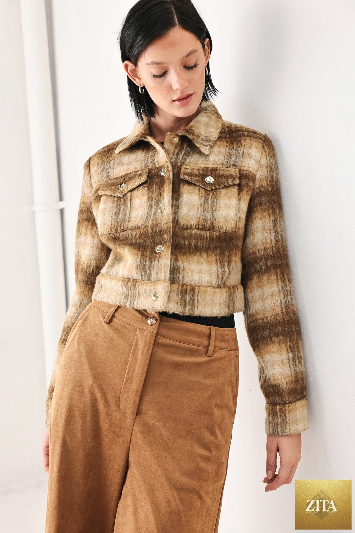 AUTUMN IN ASPEN PLAID CROP JACKET