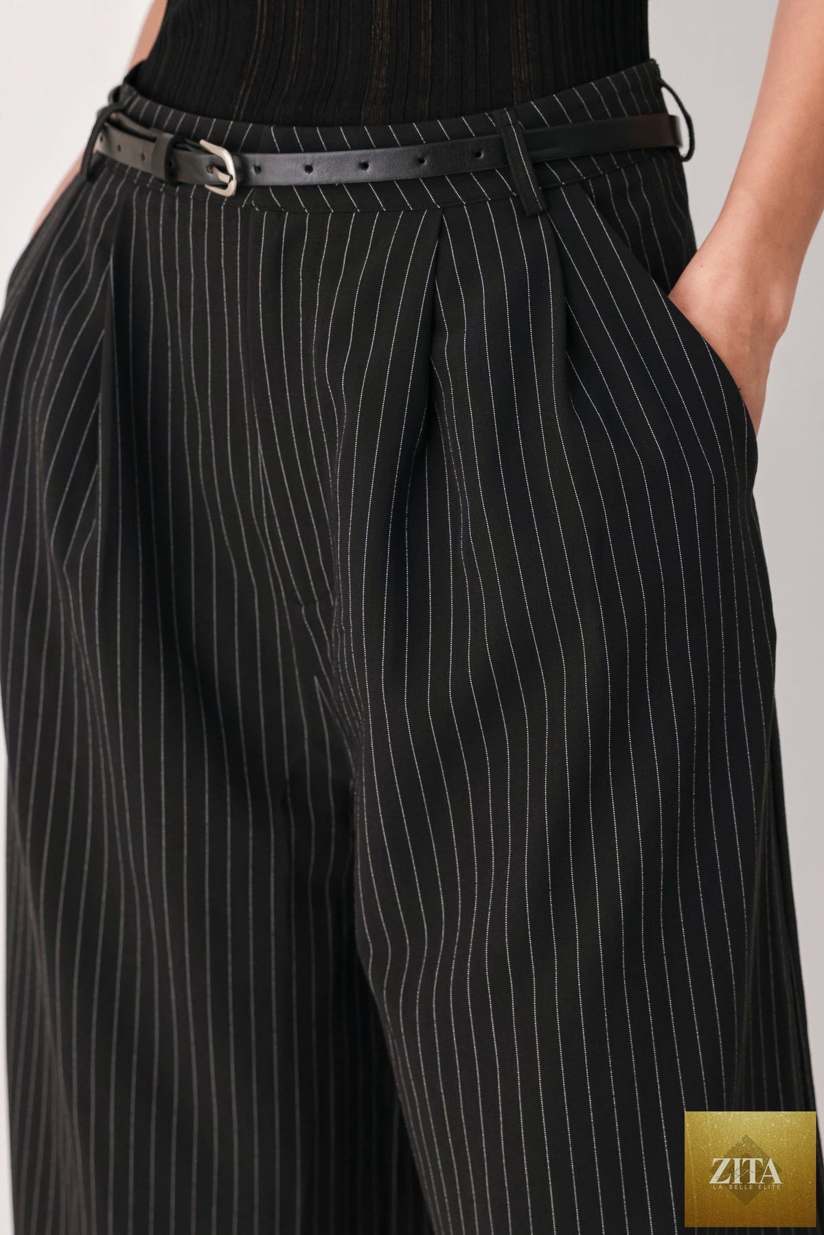 PARK AVENUE PINSTRIPE WOVEN CULOTTE PANTS