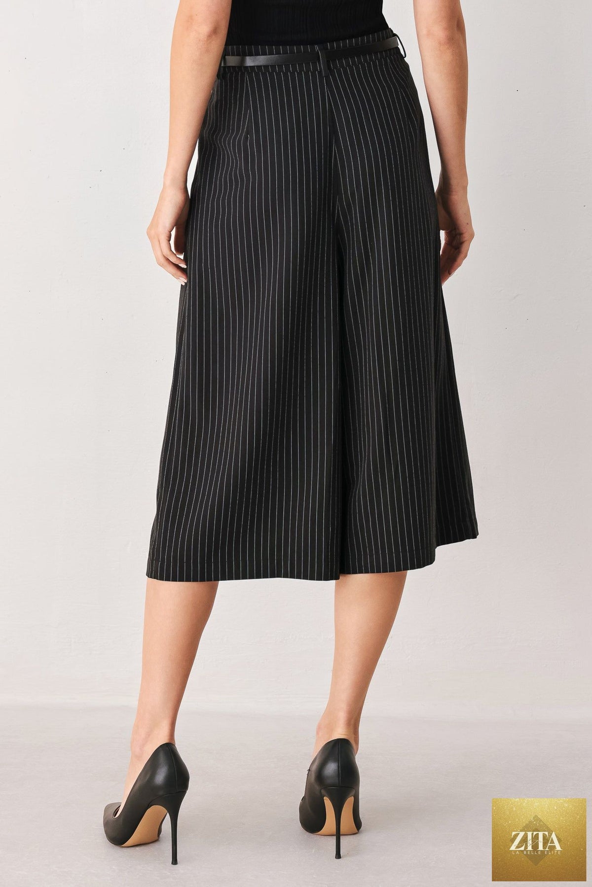 PARK AVENUE PINSTRIPE WOVEN CULOTTE PANTS
