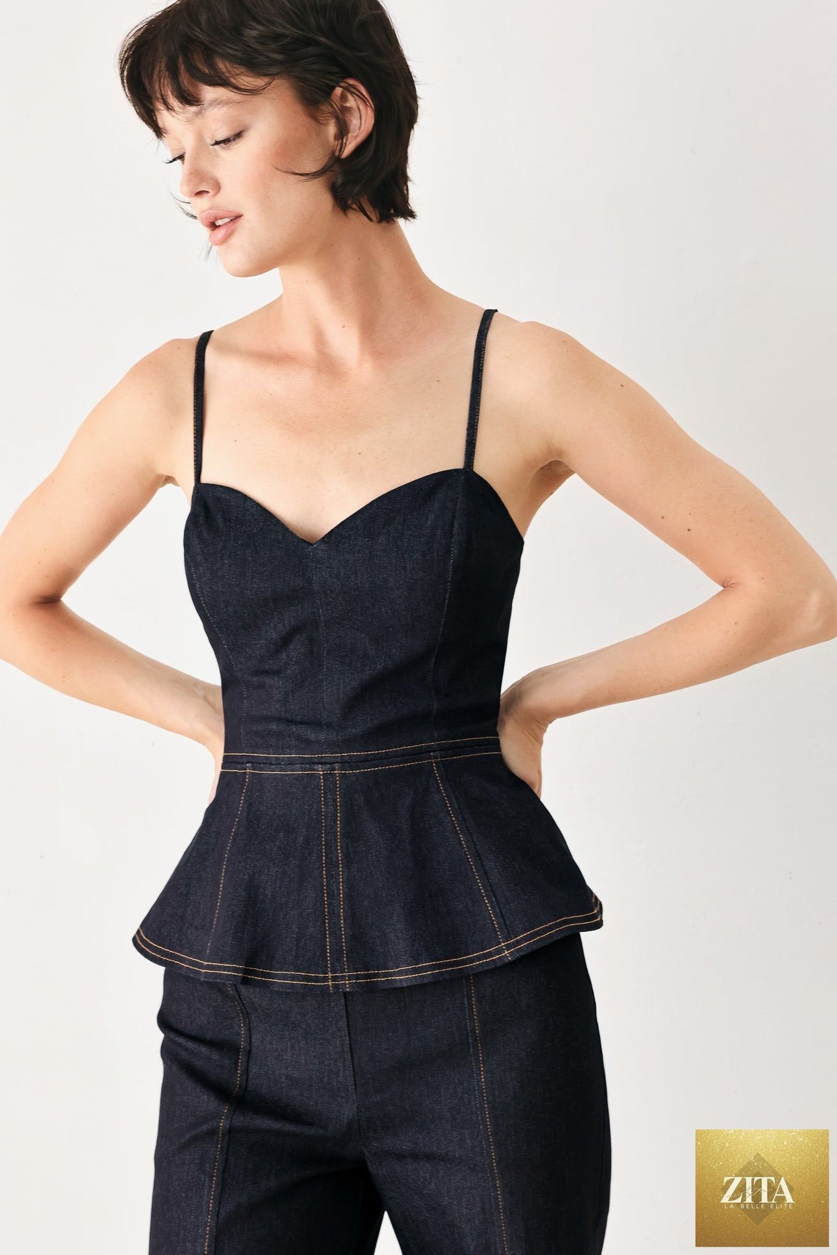 MIDNIGHT RIVIERA DENIM JUMPSUIT