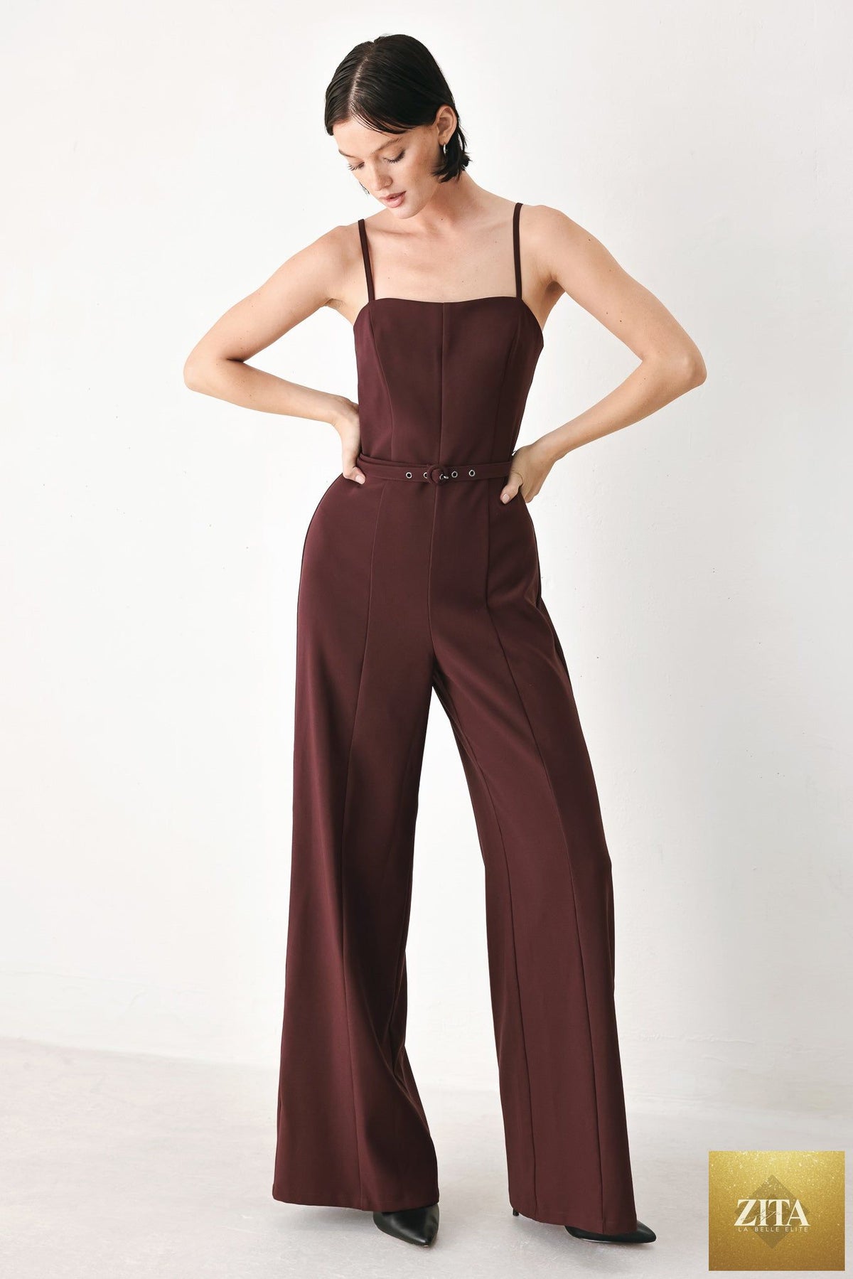 BURGUNDY MODERN MUSE WOVEN JUMPSUIT