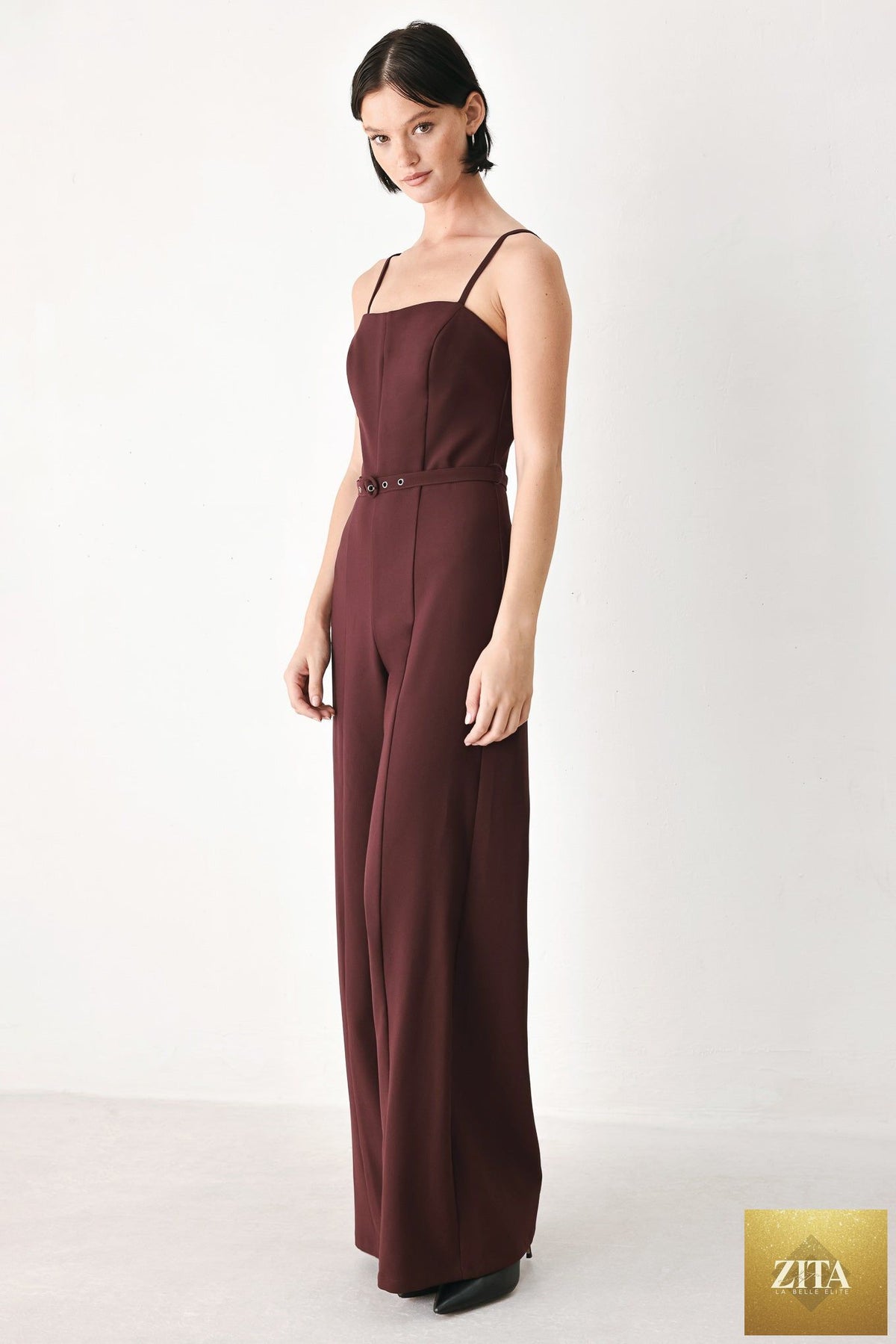 BURGUNDY MODERN MUSE WOVEN JUMPSUIT