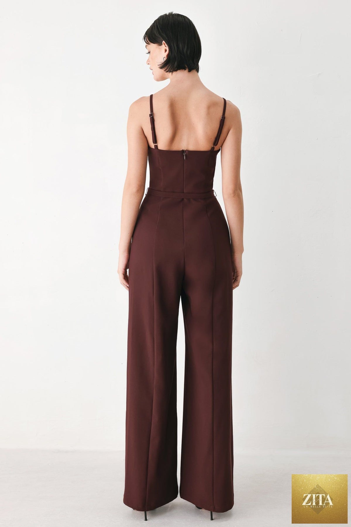 BURGUNDY MODERN MUSE WOVEN JUMPSUIT
