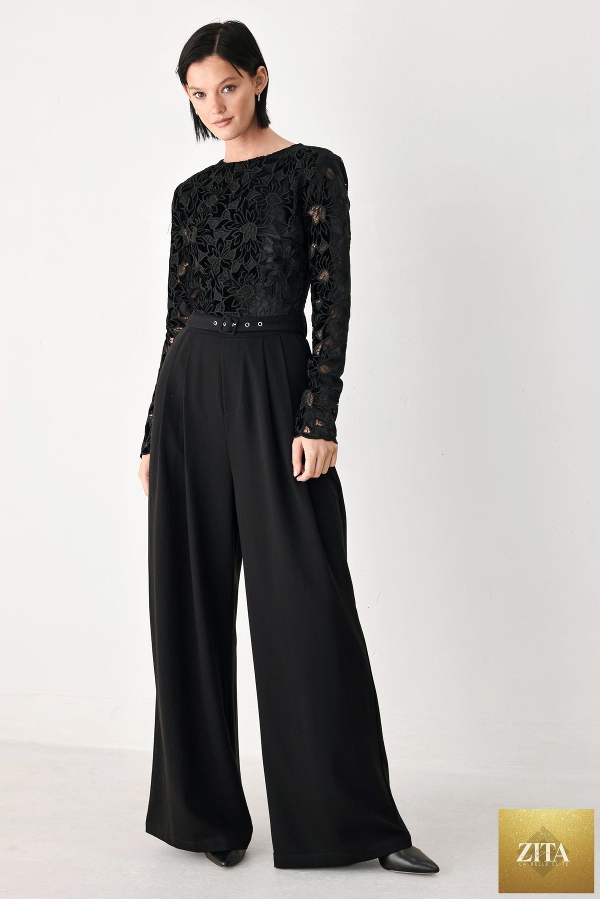 AFTER DARK LACE WIDE LEG JUMPSUIT