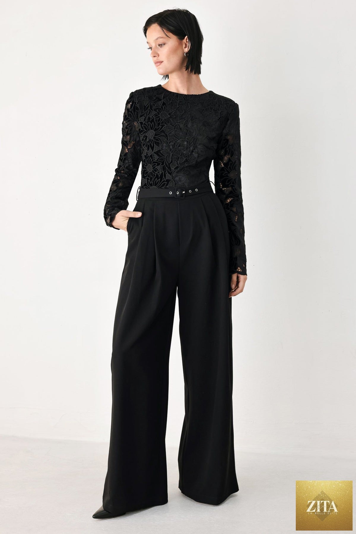 AFTER DARK LACE WIDE LEG JUMPSUIT