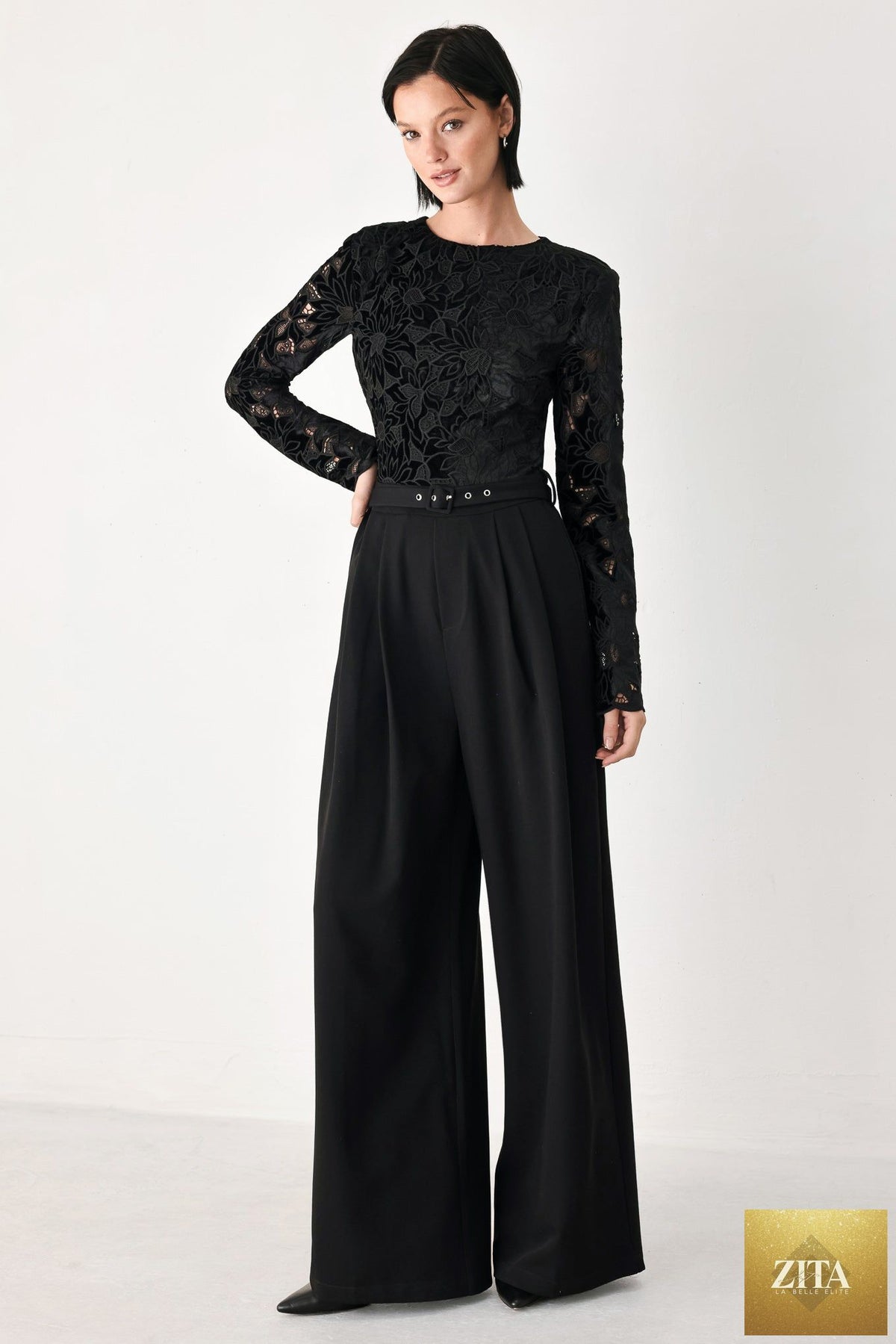 AFTER DARK LACE WIDE LEG JUMPSUIT