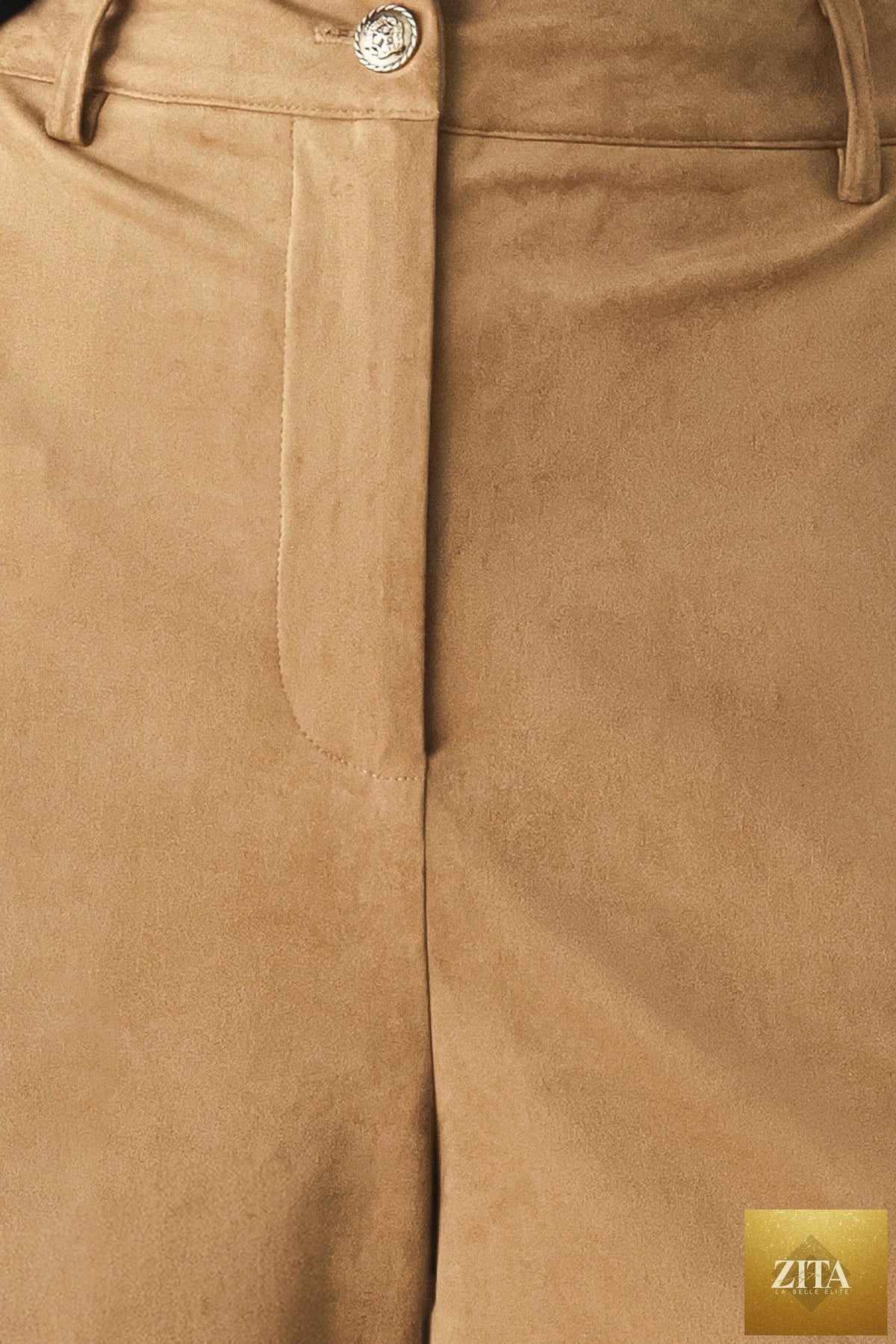 DESERT MOD CAMEL FAUX SUEDE BERMUDA PANTS
