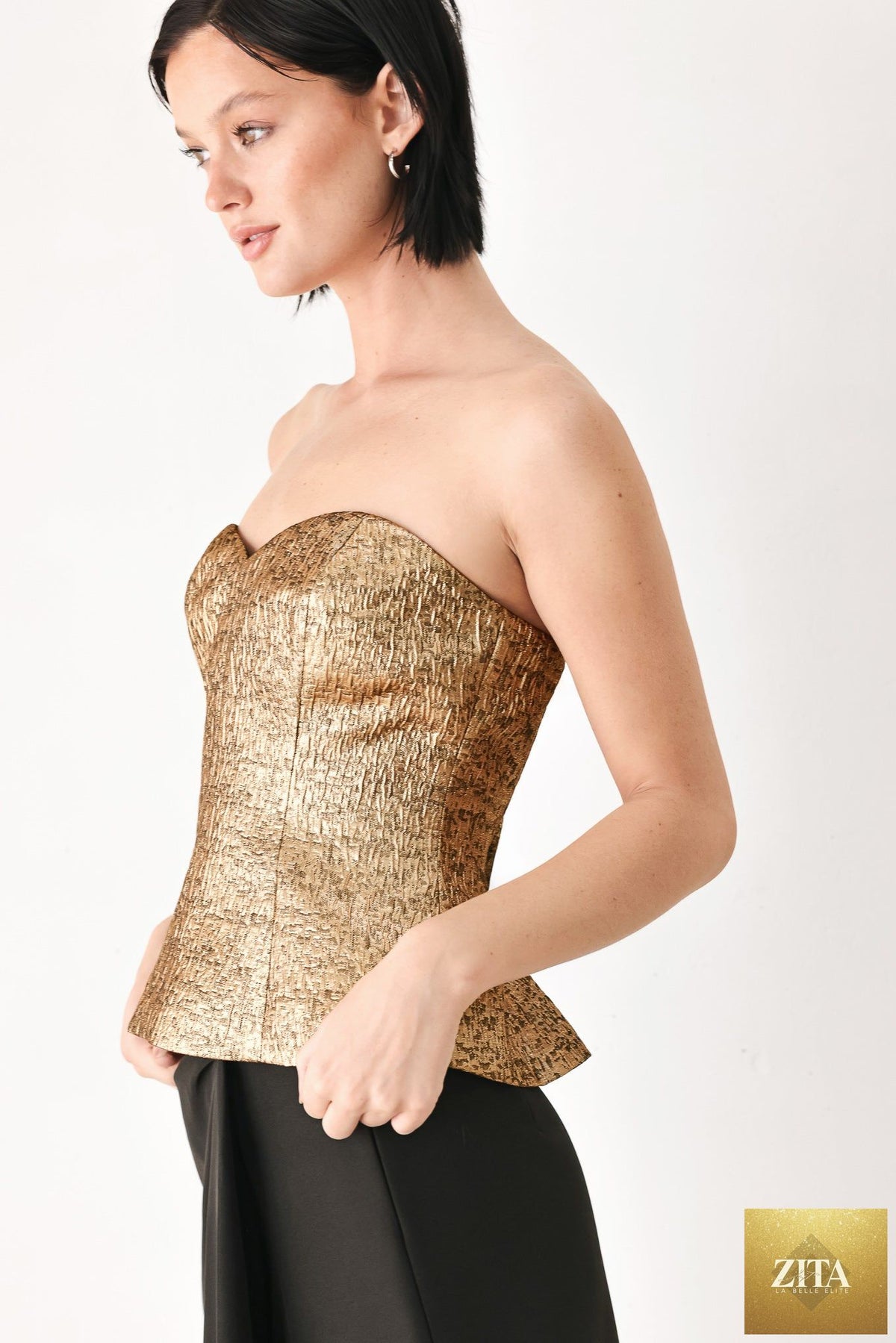 GOLD RUSH METALLIC SWEETHEART TUBE TOP