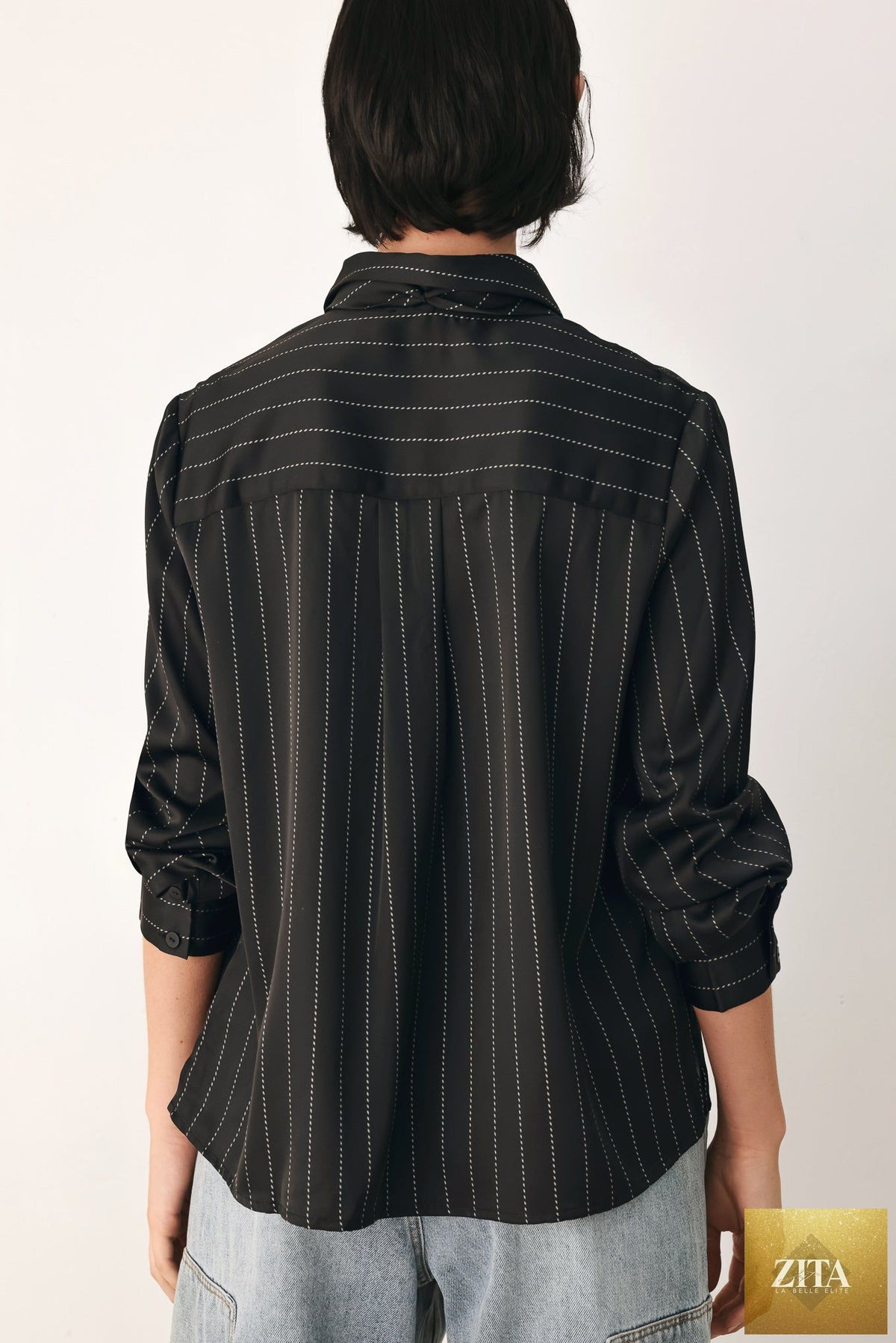 CITY AFTER DARK TIE FRONT STRIPED TOP