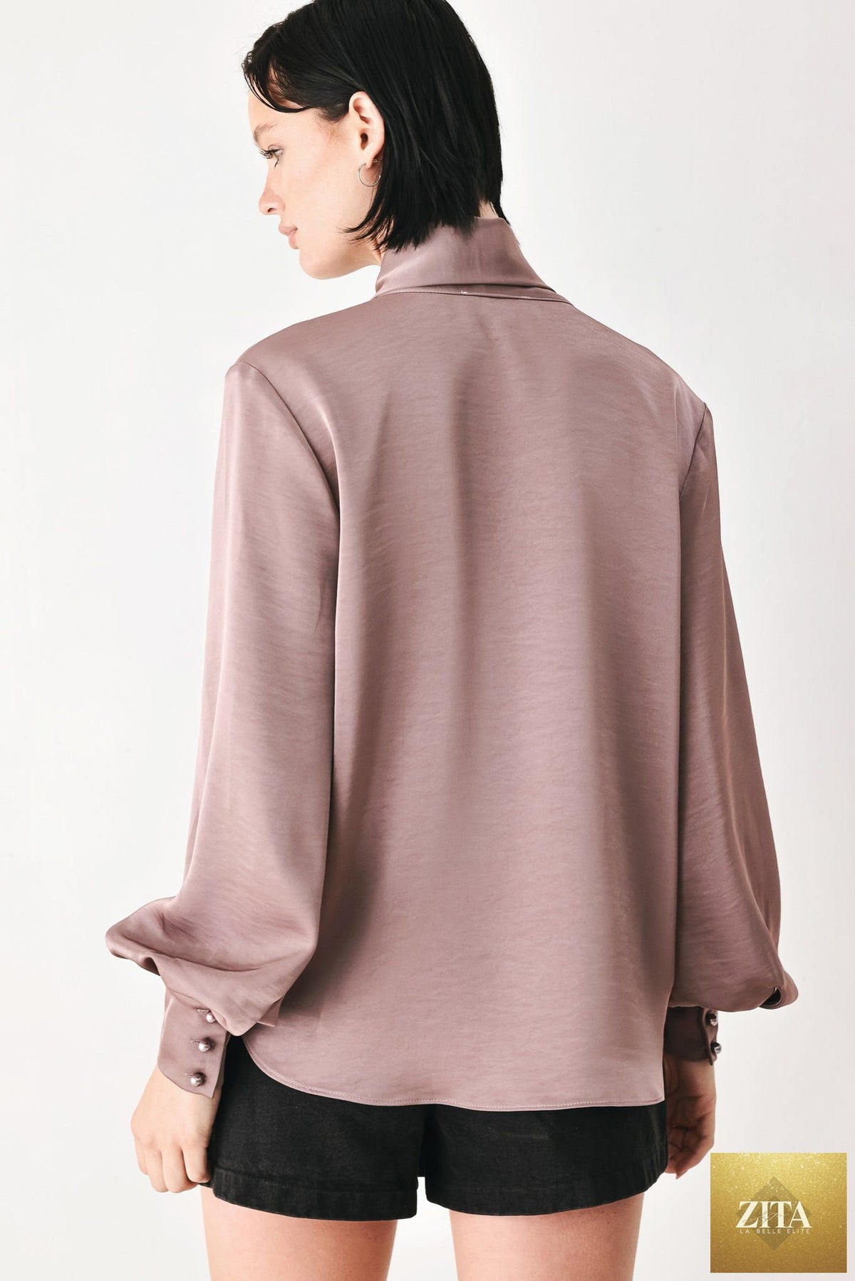 CHAMPAGNE WISHES TIE FRONT BLOUSE