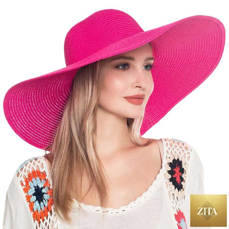 Women's Solid Floppy Straw Sun Hat