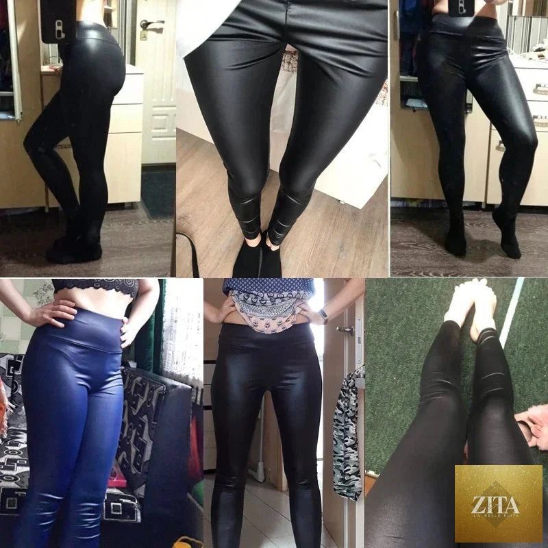 Women PU Leather Leggings – High-Waist Oversized Trendy Yoga Pants