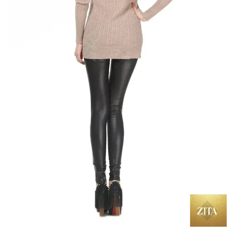 Women PU Leather Leggings – High-Waist Oversized Trendy Yoga Pants