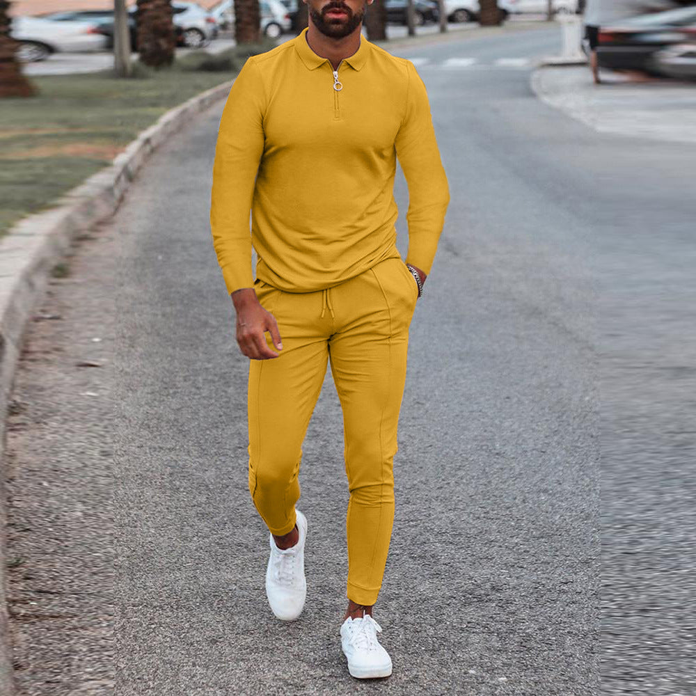 Don John men's jogger sweat suit with long sleeves, featuring a comfortable athletic tracksuit in black fabric.