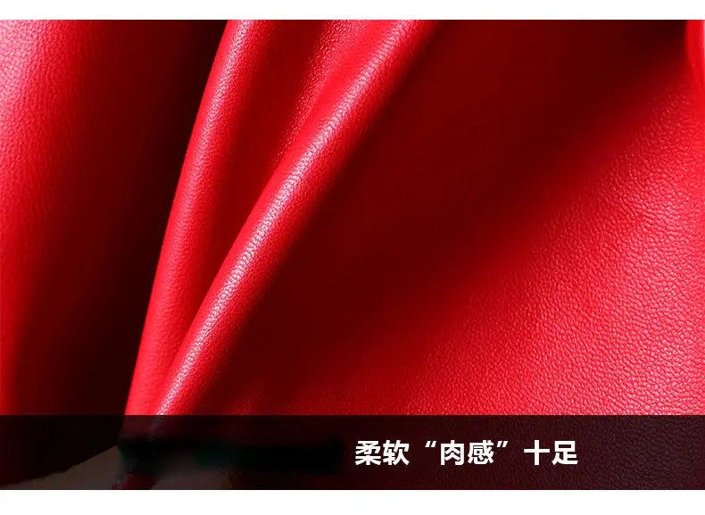 Lautaro Autumn Long Skirted Red Black Faux Leather Trench Coat for Women Double Breasted Elegant Luxury Fashion 4xl 5xl 6xl 7xl ZITA LA BELLE ÉLITE