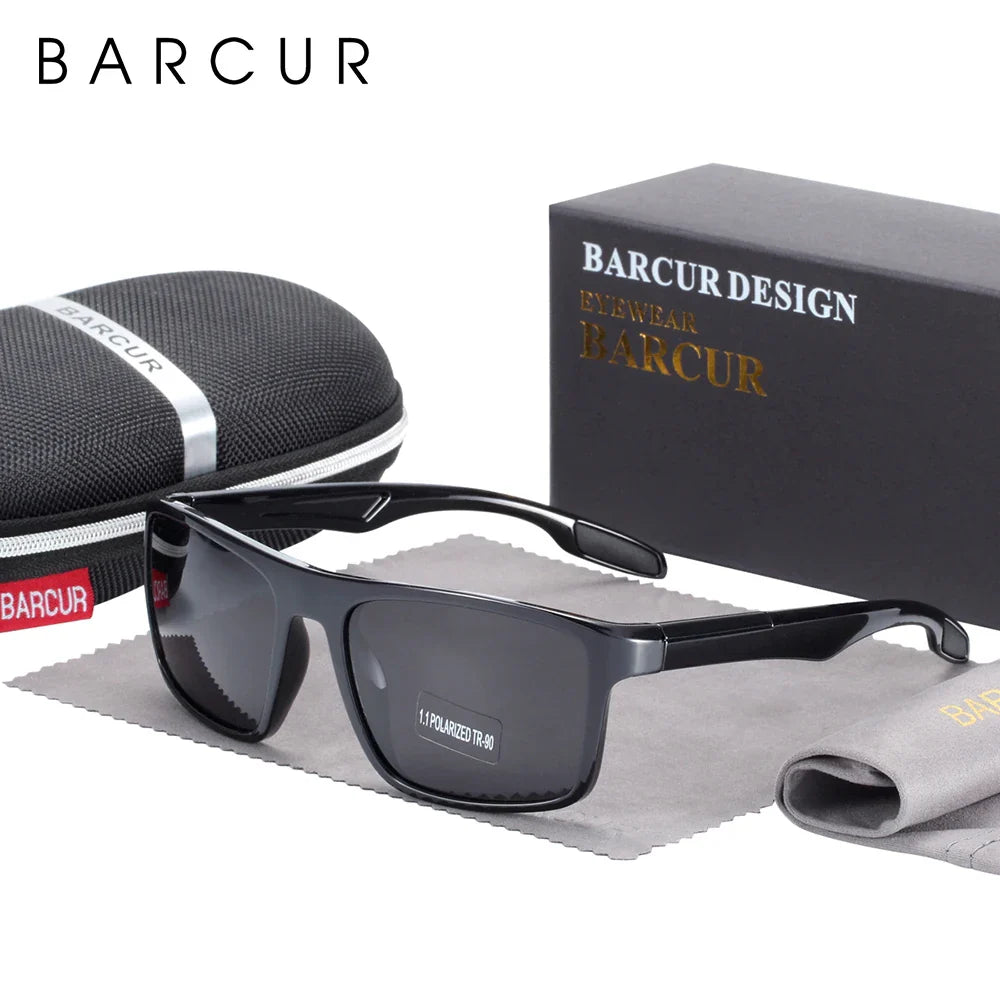 Stevvex BARCURTR90 vintage square polarized sunglasses for men with UV400 protection, lightweight summer eyewear, shown in the image.