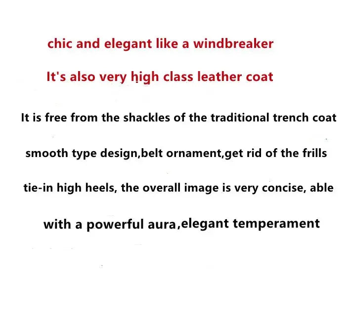 Women's Large Size Leather Coat Lace up Genuine Sheepskin Long Trench Jacket Top for Spring And Autumn ZITA LA BELLE ÉLITE