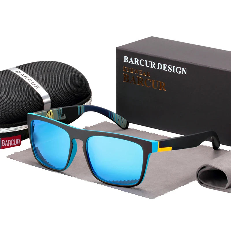 Stevvex BARCUR men's polarized driving sunglasses with UV400 protection, lightweight TR90 frame, and anti-glare lenses.