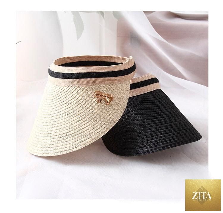 Vintage Women's Sun Hats Handmade Straw Visor Caps Fashionable Adult Sun Beach Top Hats Cute Bowknot Design Fashion Summer Women's Casual Caps Straw Hats Parent-Child Summer Hat Empty Top Beach Hat
