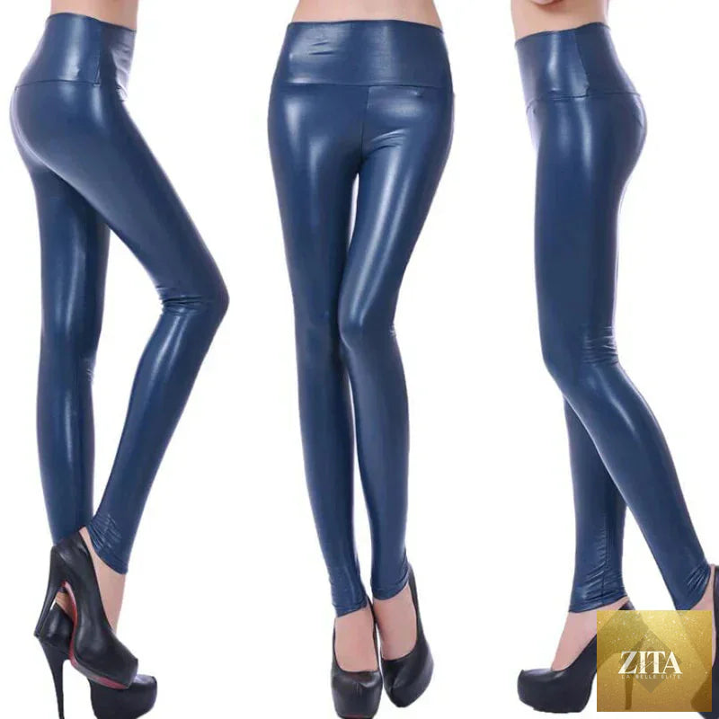 Women PU Leather Leggings – High-Waist Oversized Trendy Yoga Pants