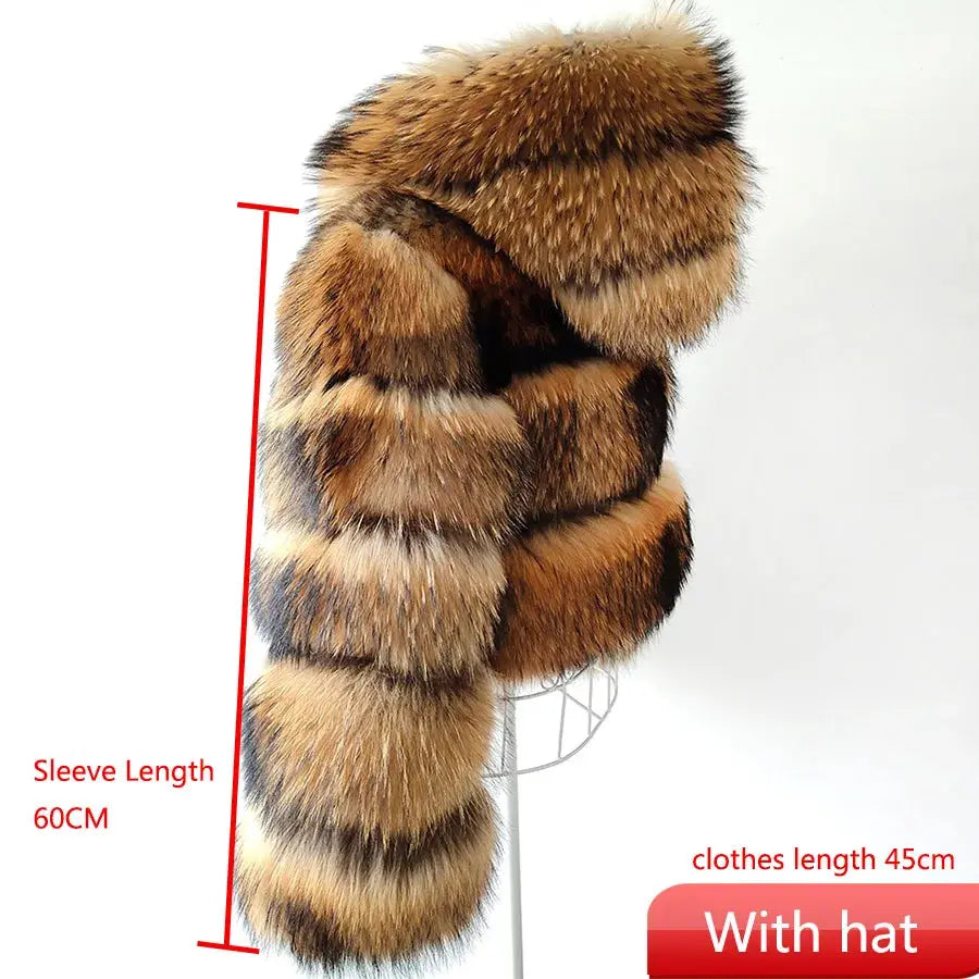 MAOMAOKONG Super Hot Winter Women Luxury Thick Real Raccoon Fur Coat Natural Fox Fur Jacket Plus Size Furry Jackets Female Vest ZITA LA BELLE ÉLITE
