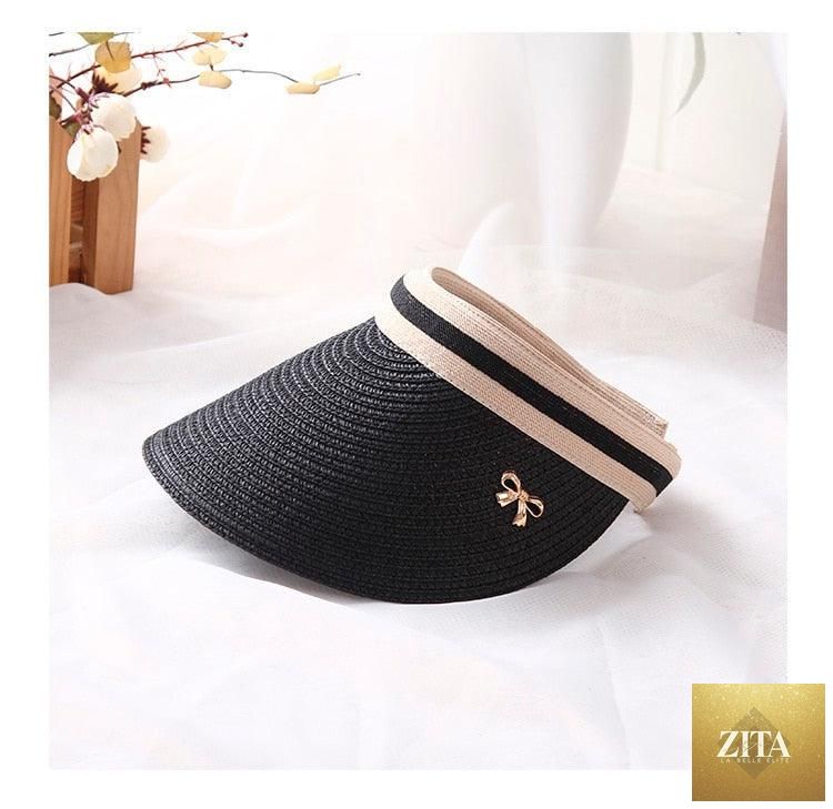 Vintage Women's Sun Hats Handmade Straw Visor Caps Fashionable Adult Sun Beach Top Hats Cute Bowknot Design Fashion Summer Women's Casual Caps Straw Hats Parent-Child Summer Hat Empty Top Beach Hat
