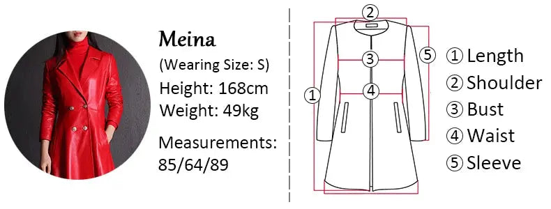 Lautaro Autumn Long Skirted Red Black Faux Leather Trench Coat for Women Double Breasted Elegant Luxury Fashion 4xl 5xl 6xl 7xl ZITA LA BELLE ÉLITE