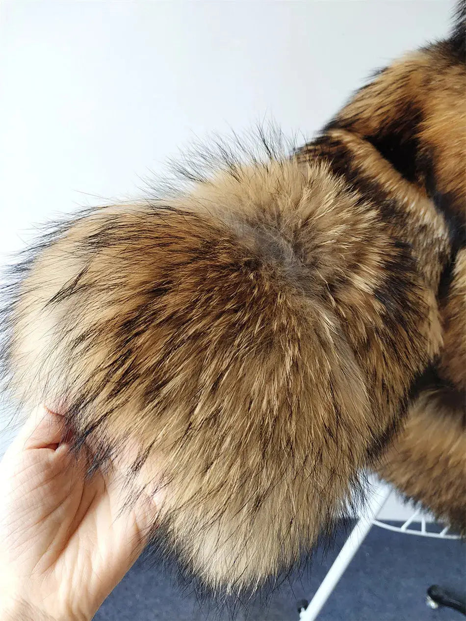 MAOMAOKONG Super Hot Winter Women Luxury Thick Real Raccoon Fur Coat Natural Fox Fur Jacket Plus Size Furry Jackets Female Vest ZITA LA BELLE ÉLITE