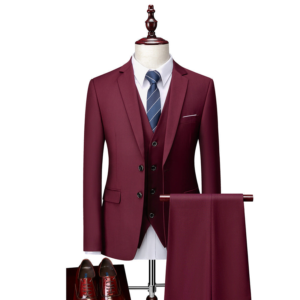 Donjohnbyvictoriacharles men's 3-piece suit with jacket, pants, and vest for formal business attire.