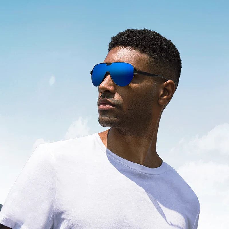 Stevvex men's polarized sunglasses with UV400 protection, stainless steel frame, special-shaped design, eyewear accessory.