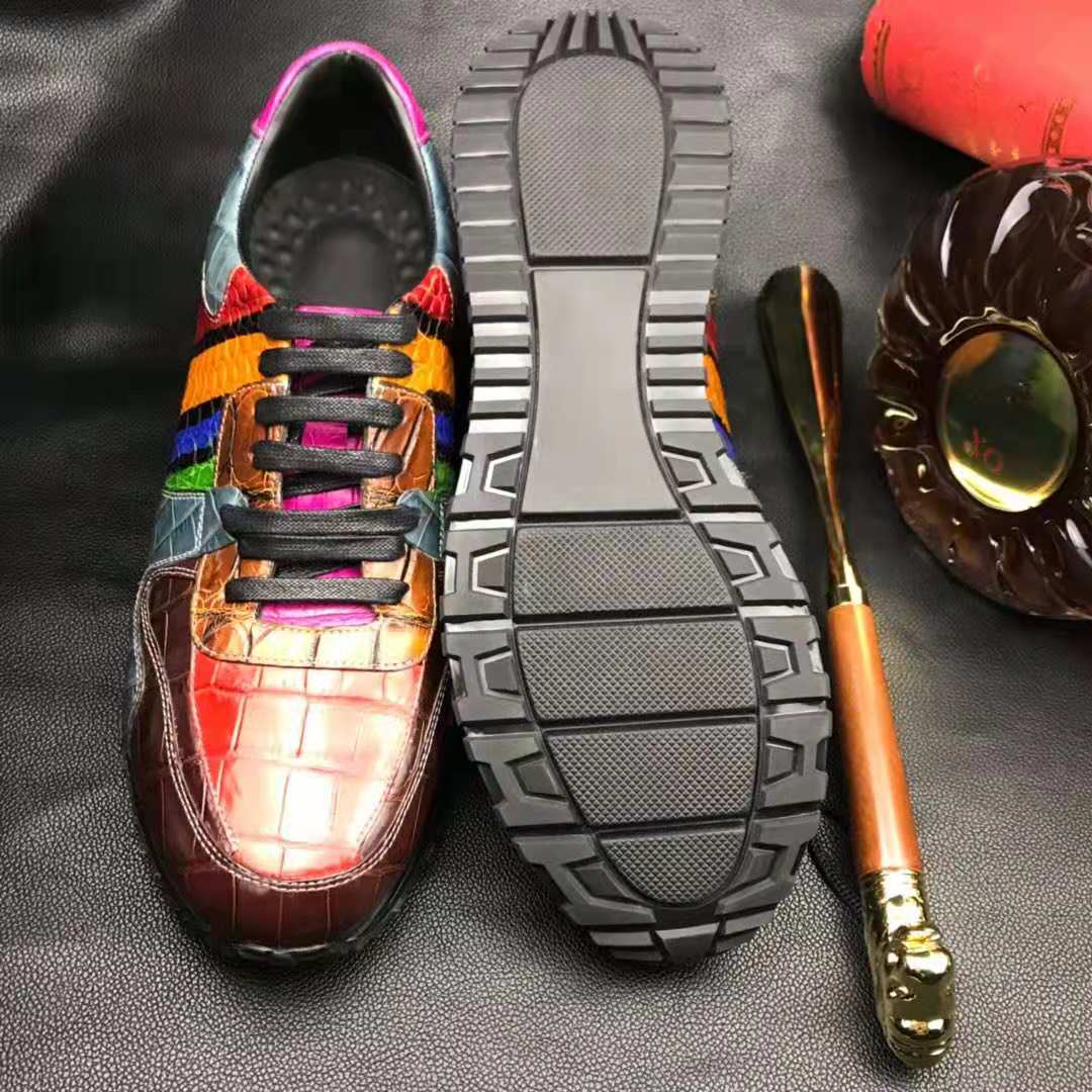 Don John men's Crocodile Rainbow Sneakers featuring colorful crocodile pattern and casual sneaker design.