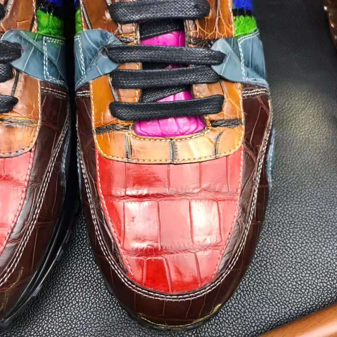 Don John men's Crocodile Rainbow Sneakers featuring colorful crocodile-embossed leather and casual lace-up design.