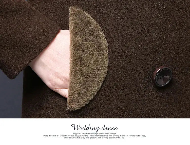 M-5XL Women Wool Blends Coat Autumn Winter 2025 Fashion Mother Thicken Cashmere Collar Long Jacket Slim Tops Outerwear Female ZITA LA BELLE ÉLITE