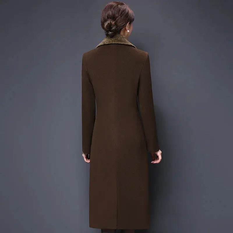 M-5XL Women Wool Blends Coat Autumn Winter 2025 Fashion Mother Thicken Cashmere Collar Long Jacket Slim Tops Outerwear Female ZITA LA BELLE ÉLITE