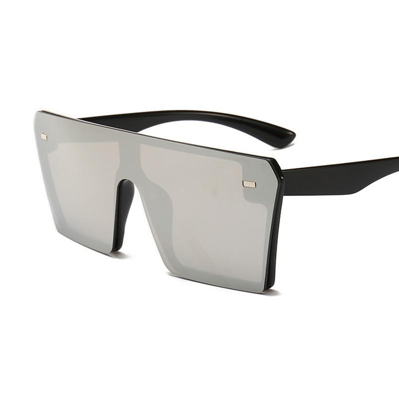 Stevvex modern oversized square sunglasses for women with mirror lenses and UV400 protection, stylish fashion eyewear.