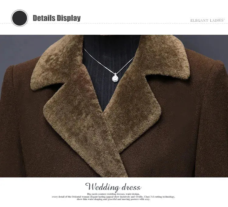 M-5XL Women Wool Blends Coat Autumn Winter 2025 Fashion Mother Thicken Cashmere Collar Long Jacket Slim Tops Outerwear Female ZITA LA BELLE ÉLITE