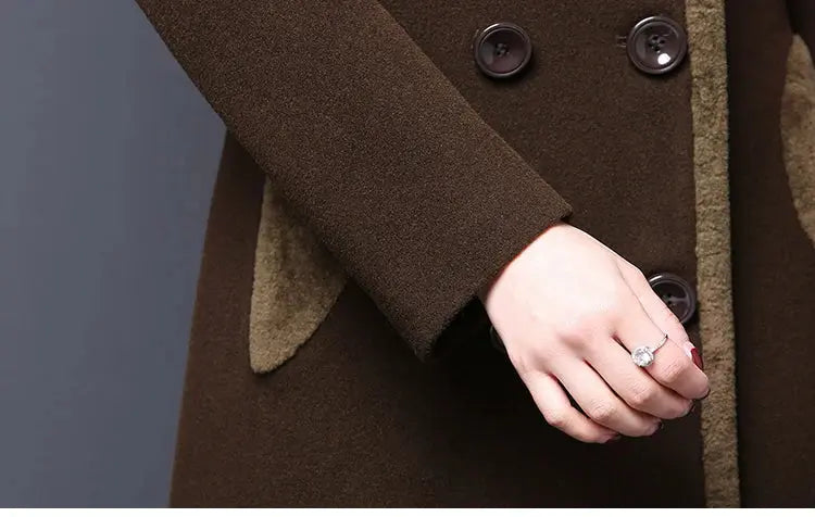 M-5XL Women Wool Blends Coat Autumn Winter 2025 Fashion Mother Thicken Cashmere Collar Long Jacket Slim Tops Outerwear Female ZITA LA BELLE ÉLITE