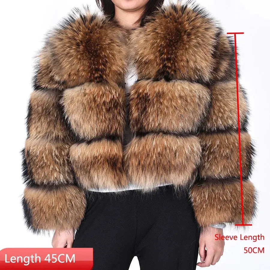 MAOMAOKONG Super Hot Winter Women Luxury Thick Real Raccoon Fur Coat Natural Fox Fur Jacket Plus Size Furry Jackets Female Vest ZITA LA BELLE ÉLITE