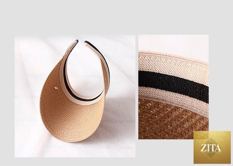 Vintage Women's Sun Hats Handmade Straw Visor Caps Fashionable Adult Sun Beach Top Hats Cute Bowknot Design Fashion Summer Women's Casual Caps Straw Hats Parent-Child Summer Hat Empty Top Beach Hat
