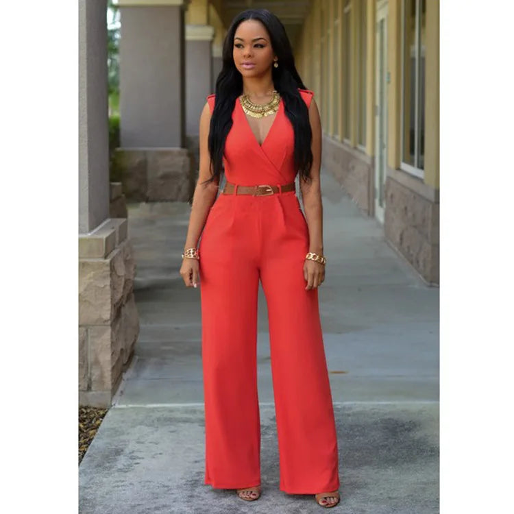 Women's fashion jumpsuits pants Free Belt combination