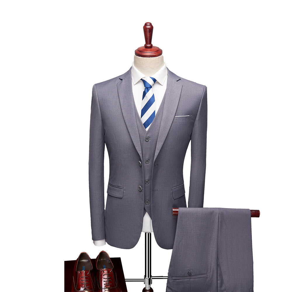 Donjohnbyvictoriacharles 3-piece men's suit with jacket, pants, and vest, suitable for business formal occasions.