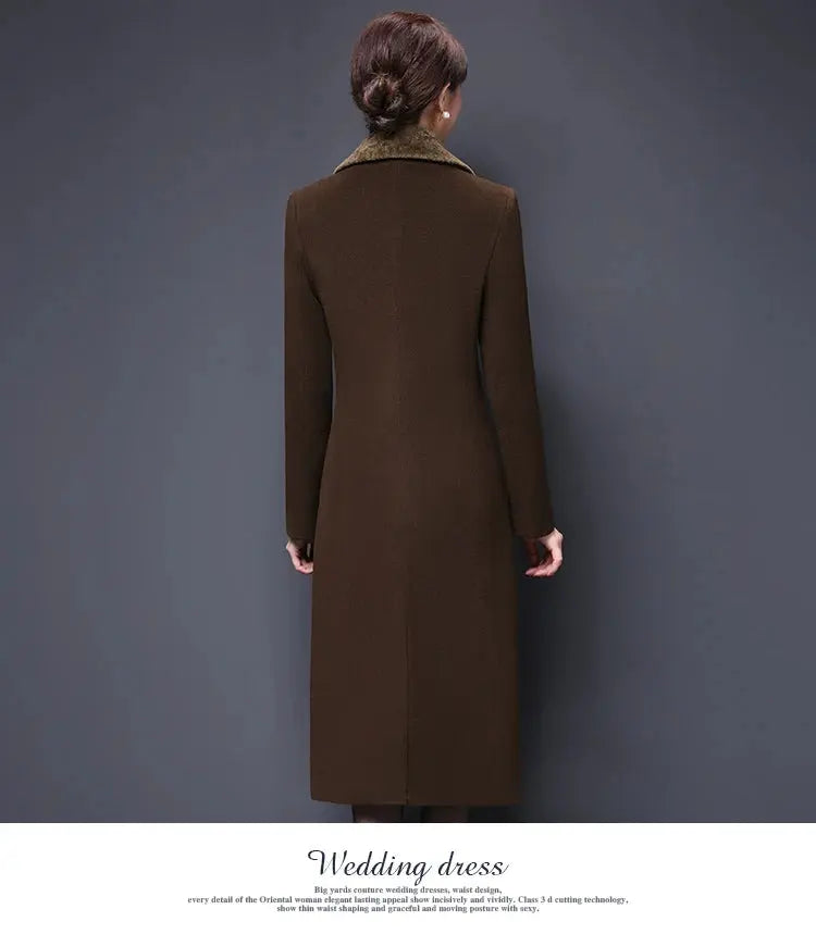 M-5XL Women Wool Blends Coat Autumn Winter 2025 Fashion Mother Thicken Cashmere Collar Long Jacket Slim Tops Outerwear Female ZITA LA BELLE ÉLITE