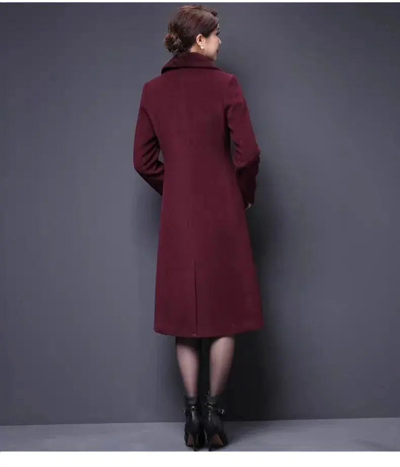 M-5XL Women Wool Blends Coat Autumn Winter 2025 Fashion Mother Thicken Cashmere Collar Long Jacket Slim Tops Outerwear Female ZITA LA BELLE ÉLITE