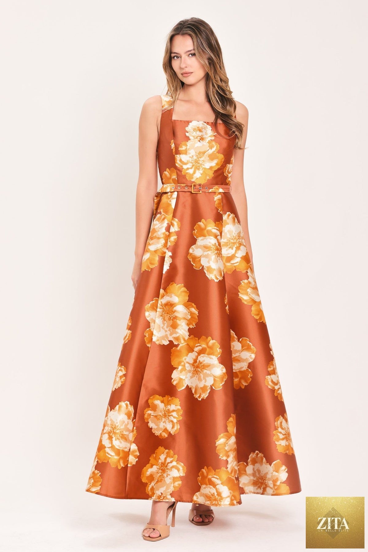 FIRESIDE FLORAL REVERIE WOVEN MAXI DRESS