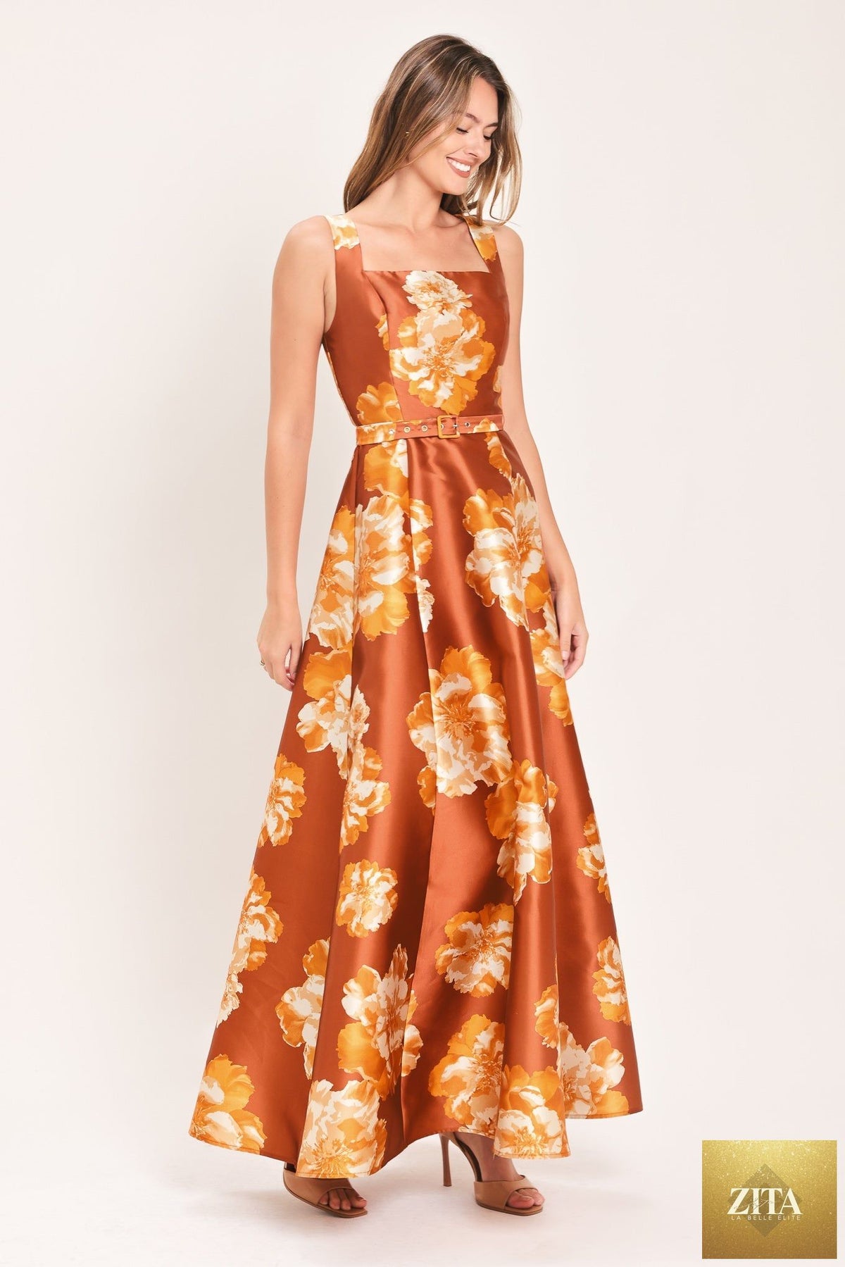 FIRESIDE FLORAL REVERIE WOVEN MAXI DRESS