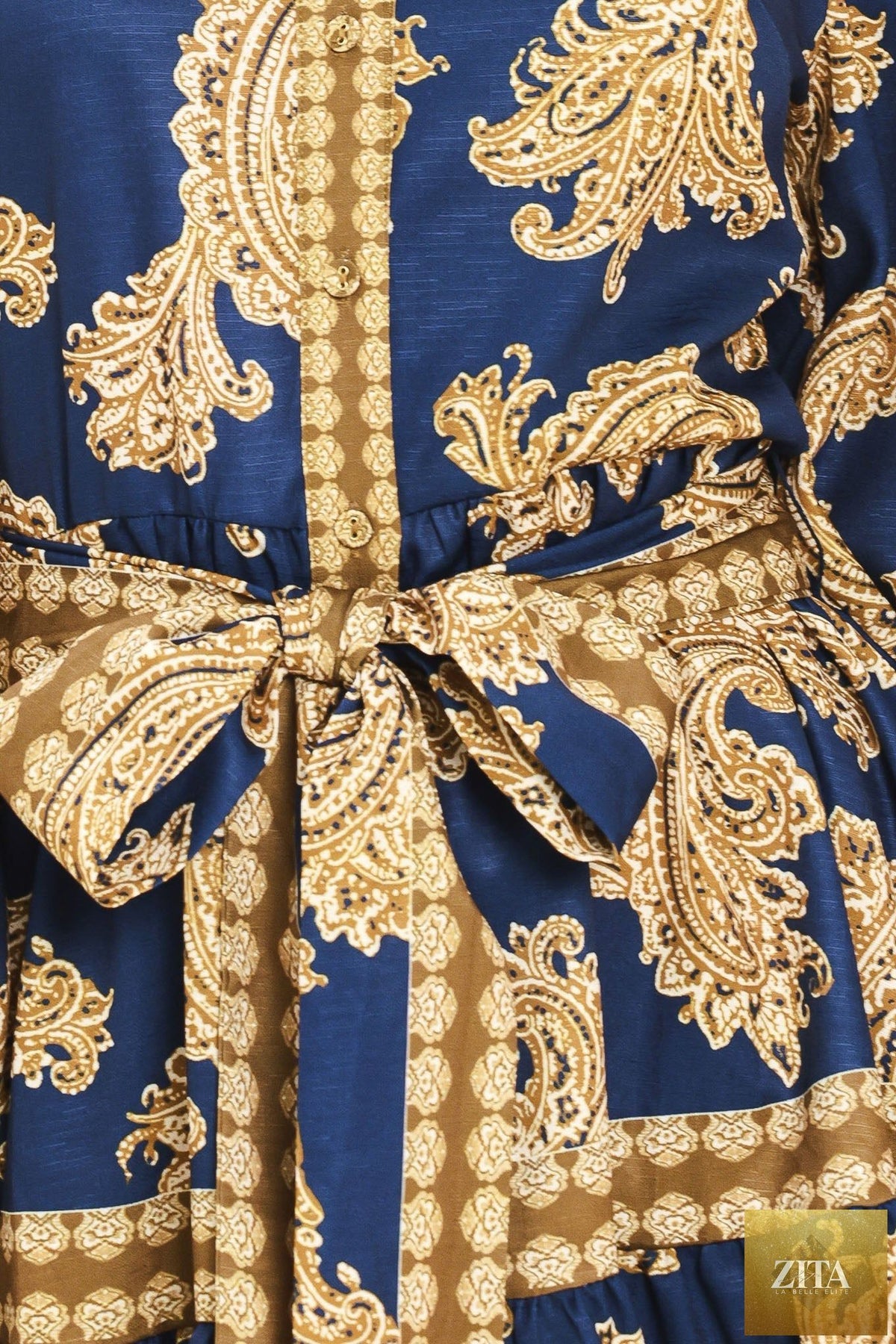 SAPPHIRE ORNAMENT WOVEN MINI SHIRT DRESS